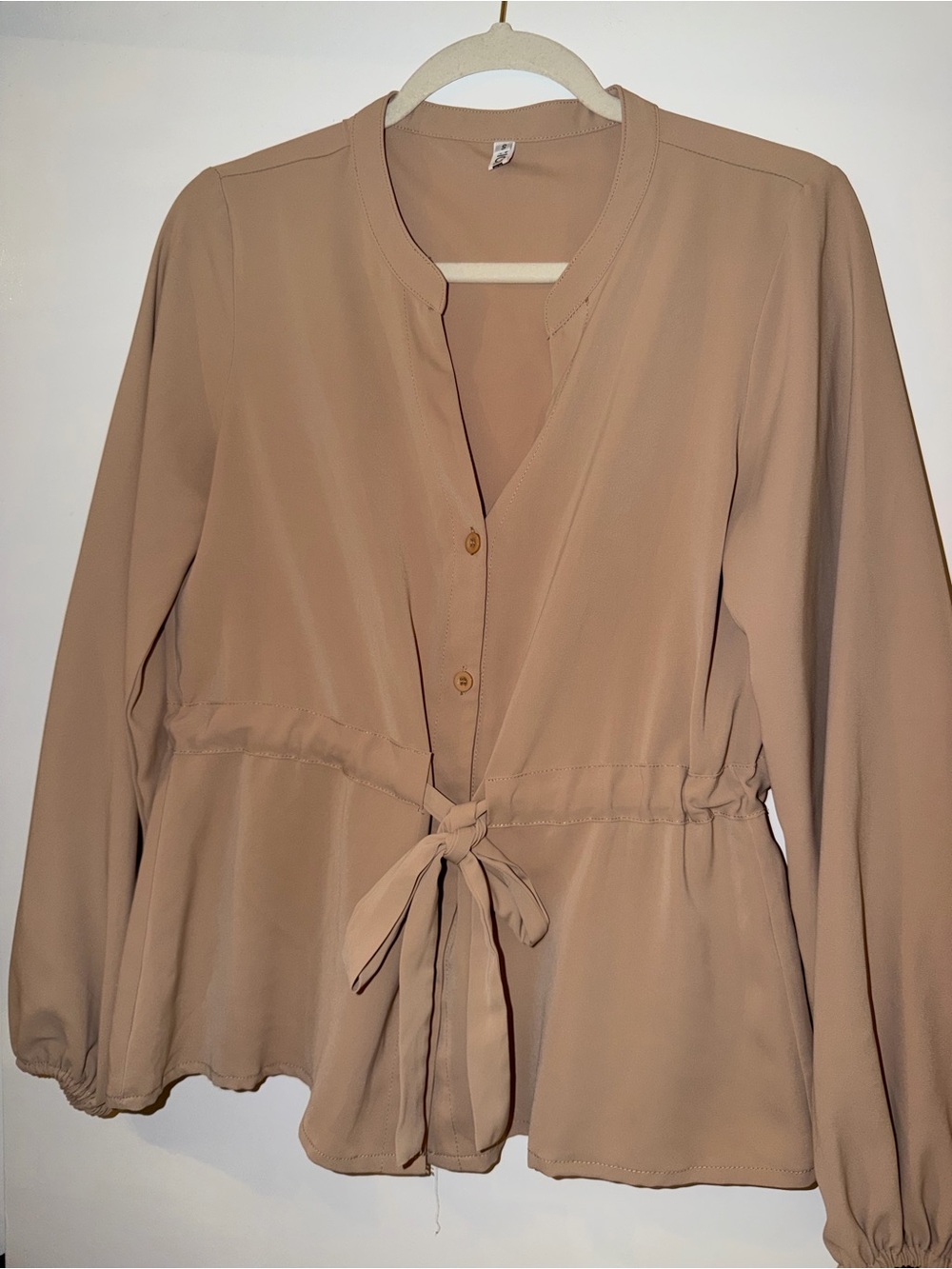 Cicibird brand Tie-Waist Beige Blouse with V-Neck ! - Picture 1 of 2